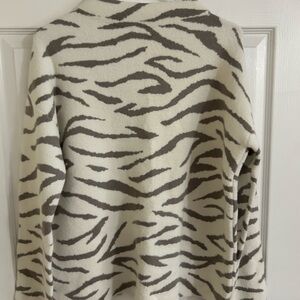 Ann Taylor cream and silver animal stripe sweater